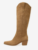 Bottes hauteur genou à talon épais en micro-daim chaussures pour femmes