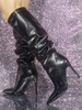 Bottes hauteur genou en cuir PU à talon aiguille pour femmes