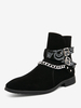 Bottes Homme Bottines Chelsea Cuir Jaune Bout Rond Chaînes