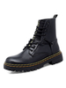 Bottes homme confortables en cuir PU à bout rond; bottes mi-mollet à lacets