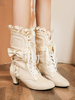 Bottes Lolita Bows Talon chaton Bout rond Lacets Chaussures Lolita