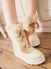 Bottes Lolita classiques à lacets en peluche fourrure Synthétique Lolita chaussures