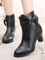 Bottes lolita classiques Chaussures lolita à talons épais et découpes Déguisements Halloween