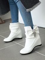 Bottes Lolita douces arcs bout rond en cuir Synthétique chaussures compensées Lolita