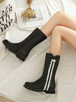 Bottes Lolita douces arcs bout rond en cuir Synthétique chaussures Lolita