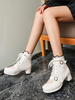 Bottes Lolita douces Bottes blanches en cuir Synthétique à bout rond et coeur