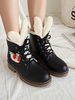 Bottes Lolita douces en cuir Synthétique lapin bout rond noir chaussures Lolita