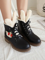 Bottes Lolita douces en cuir Synthétique lapin bout rond noir chaussures Lolita