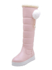 Bottes lolita douces en cuir Synthétique Pom Pom Pearl bout rond Botte de neige rose Lolita Déguisements Halloween