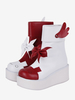 Bottes Lolita douces papillon rouge bicolore bout rond chaussures Lolita en cuir PU