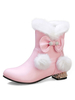 Bottes lolita douces Pom Pom sincline toe bottes de neige rose Lolita Déguisements Halloween