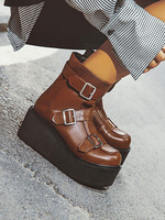 Bottes Lolita gothiques Boucle en cuir Synthétique Bout rond Chaussures Lolita Déguisements Halloween