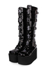 Bottes Lolita Gothiques Boucle Métallique Zipper Oeillet Lacets Plateforme Noir Lolita