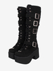 Bottes Lolita Gothiques Cuir PU PU Bout Rond Chaussures Lolita Noires