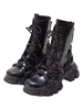 Bottes Lolita Gothiques En Cuir PU À Lacets Bout Rond Bas Tops Chaussures Lolita Noires