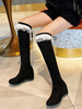 Bottes Lolita noires Bout rond Micro Suede Upper Chaussures Lolita