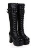 Bottes Lolita noires unicolore plate-forme Déguisements Halloween