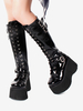Bottes Lolita Steampunk Chaussures Lolita en cuir PU à bout carré noir