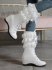 Bottes Lolita Talon Caché Lacets Bout Rond En Cuir Synthétique Chaussures Lolita