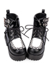 Bottes lunkas punk à boucle métallique Bottines lolita à carreaux en Synthétique noir à carreaux Déguisements Halloween