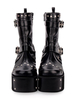 Bottes lunkas punk à plateforme métallique avec boucle et chaussures lolita noires Déguisements Halloween
