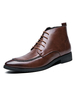Bottes marron pour homme Bottines à talon plat et bout pointu en cuir PU