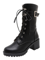 Bottes Marten pour femmes Boucle en acajou à lacets 2.4 "Bottes à talons aiguilles