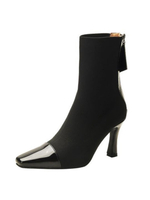 Bottes Martin pour femmes; bout carré; talon aiguille; fermeture à glissière; bottines noires
