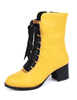 Bottes mi-mollet à lacets et bout rond en Synthétique unicolore
