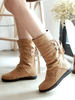 Bottes mi-mollet à lacets et bout rond en Synthétique unicolore