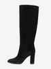 Bottes mi-mollet à talon épais et bout rond en micro-suède noir pour femmes