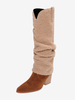 Bottes Mi-Mollet À Talon Épais Femmes Bottes Hauts À Bout Pointu Polaire