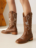 Bottes Mi-mollet Bottines Femme à Talons Hauts Imprimés Fleuries Chaussures de Mariée Bohème