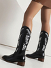 Bottes Mi-mollet Bottines Femme à Talons Hauts Imprimés Fleuries Chaussures de Mariée Bohème
