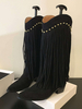 Bottes mi-mollet chaussures pour femmes bottes en micro-daim à bout pointu à talons épais
