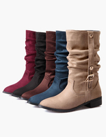 Bottes mi-mollet fait main à bout pointu en micro daim