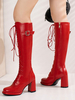 Bottes Mi-mollet Femme à Talons Hauts avec Bout Pointu en Cuir Synthétique Unicolore
