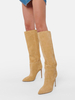 Bottes Mi-mollet Femme à Talons Hauts avec Bout Pointu en Cuir Synthétique Unicolore
