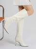 Bottes Mi-mollet Femme à Talons Hauts avec Bout Pointu en Cuir Synthétique Unicolore