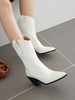 Bottes Mi-mollet Femme à Talons Hauts avec Bout Pointu en Cuir Synthétique Unicolore