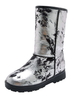Bottes mi-mollet femme bottes de neige plates métalliques pour lhiver