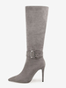 Bottes mi-mollet grises Bottes pointues en daim avec boucle