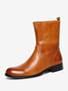 Bottes Mi-Mollet Hommes En Cuir De Vachette Bottines Chics Marron Café