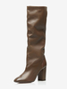 Bottes mi-mollet marron café Bottes souples à bout pointu et talon épais