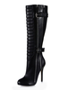 Bottes mi-mollet noires à bout rond en Synthétique