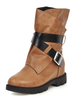 Bottes mi-mollet pour femme Bottes dhiver plates avec boucle