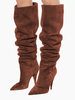Bottes mi-mollet pour femmes avec tige en micro-suède et bout carré à talon chaton