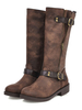Bottes mi-mollet pour femmes Bottes plates à bouts ronds en cuir et en cuir
