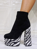 Bottes mi-mollet pour femmes; bout rond; talons épais; talon en micro daim; bottines noires