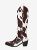 Bottes mi-mollet pour femmes en crin de cheval bottes à bout pointu et talon chiot